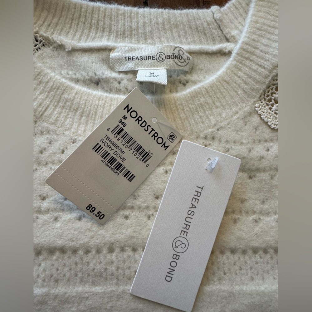 NWT Treasure & Bond Cream Knit Sweater - size M - Picture 6 of 7